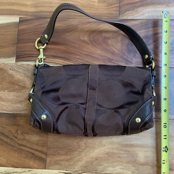 Chocolate Coach Shoulder Bag w/leather trim - Picture 4 of 6